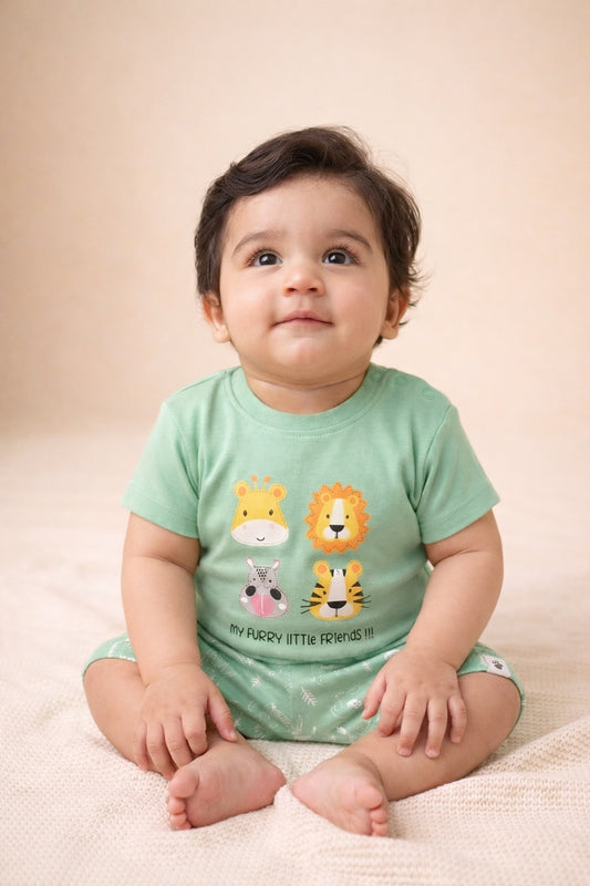 Animal Safari T-Shirt & Shorts Duo (Mint Green)