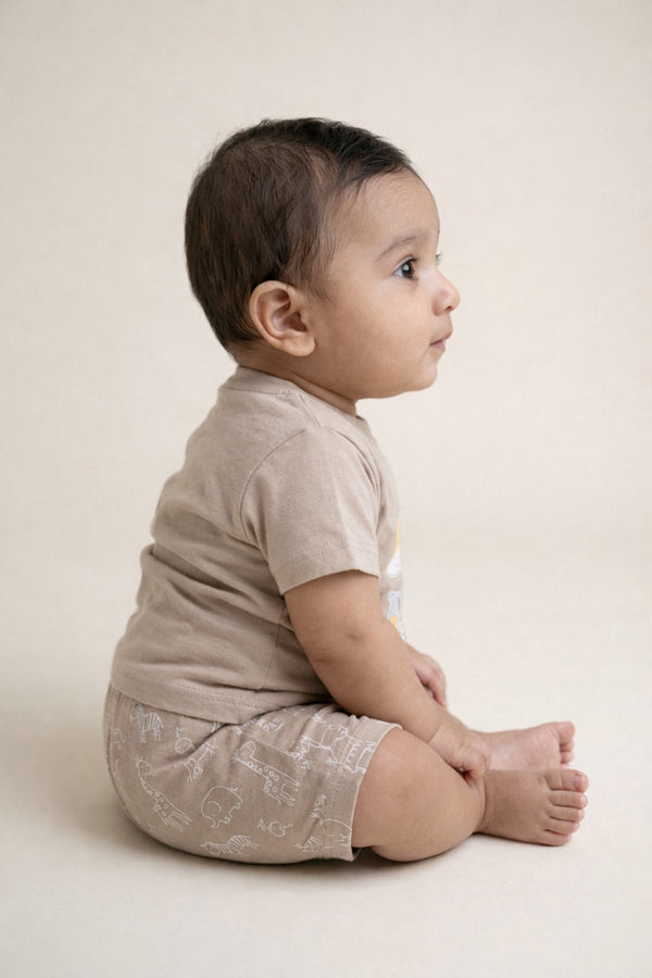 Animal Safari T-Shirt & Shorts Duo (Light brown)