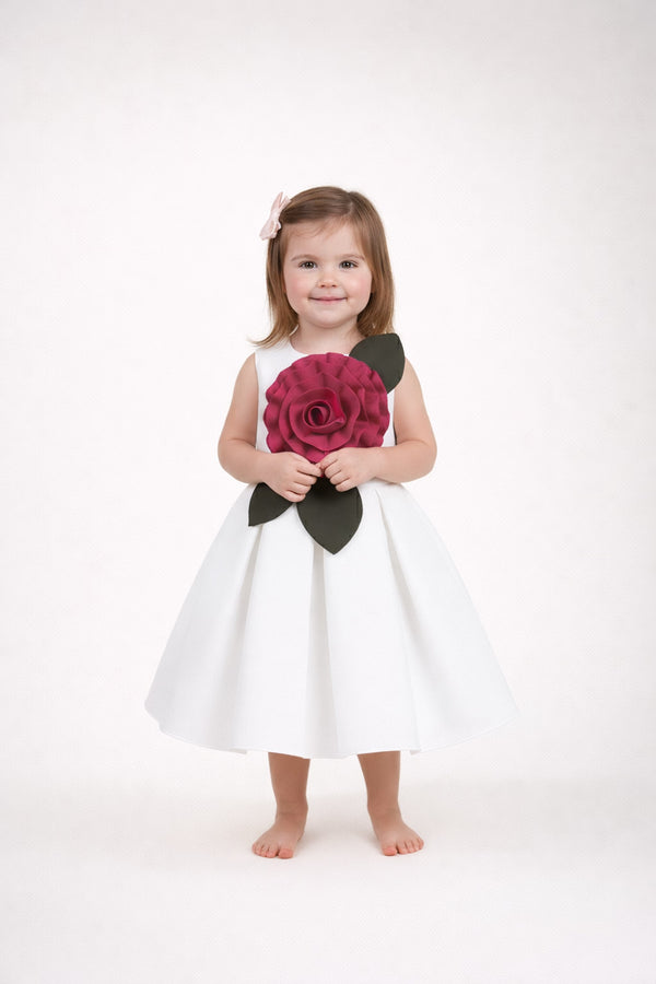 Ivory 3D Petal Flare Dress