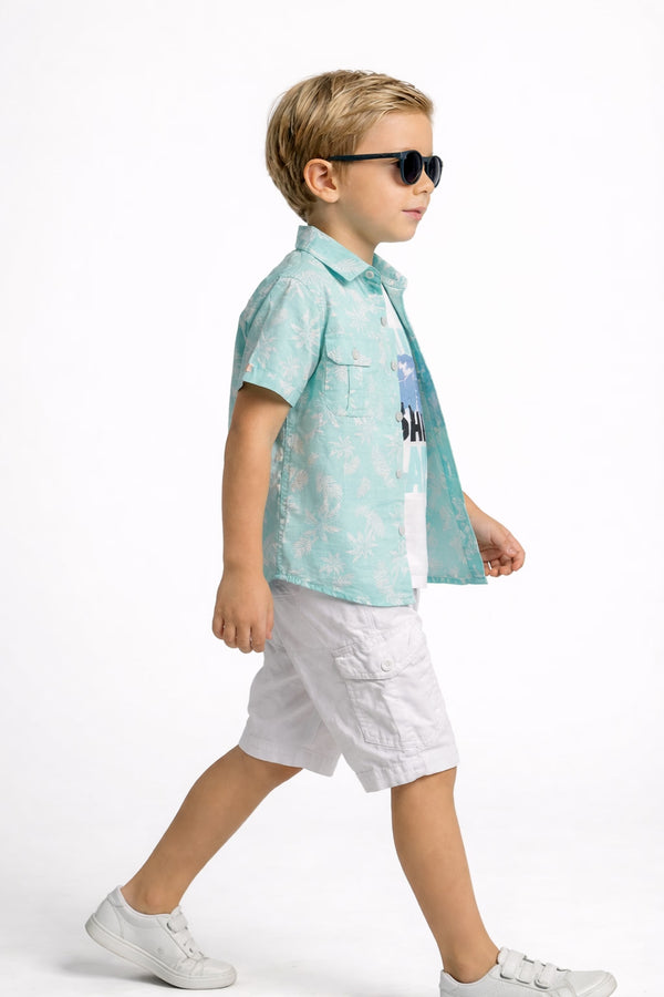 Palm Breeze 3-Piece Graphic & Cargo Set