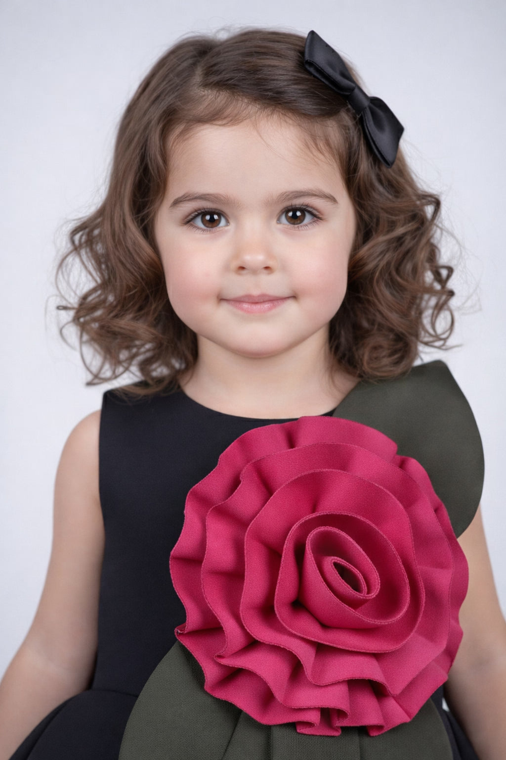 Black 3D Petal Flare Dress