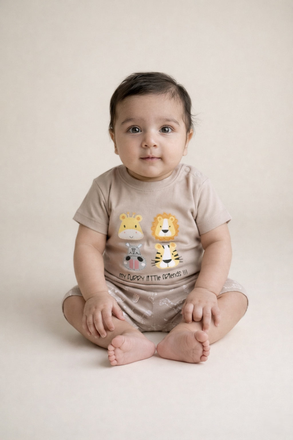 Animal Safari T-Shirt & Shorts Duo (Light brown)