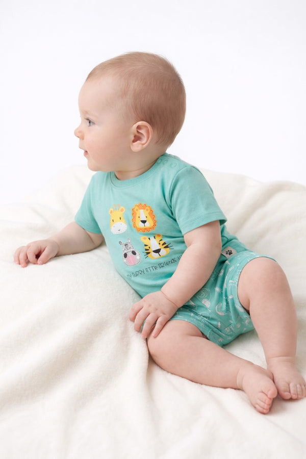 Animal Safari T-Shirt & Shorts Duo (Teal)