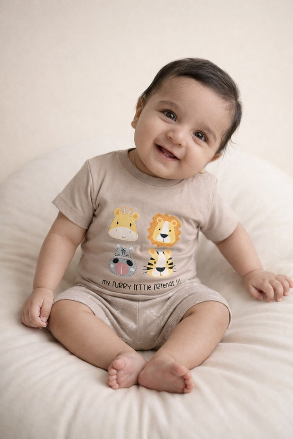 Animal Safari T-Shirt & Shorts Duo (Light brown)