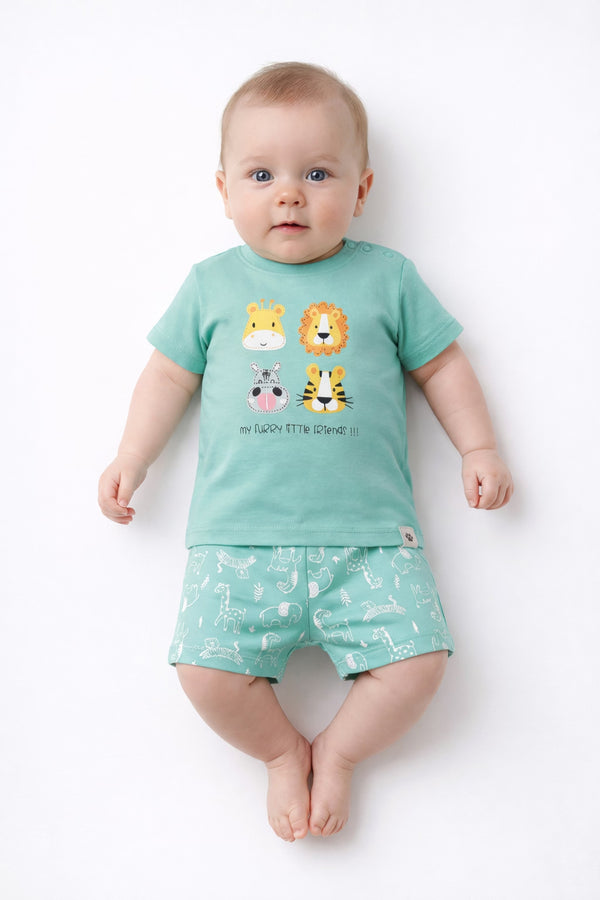 Animal Safari T-Shirt & Shorts Duo (Teal)