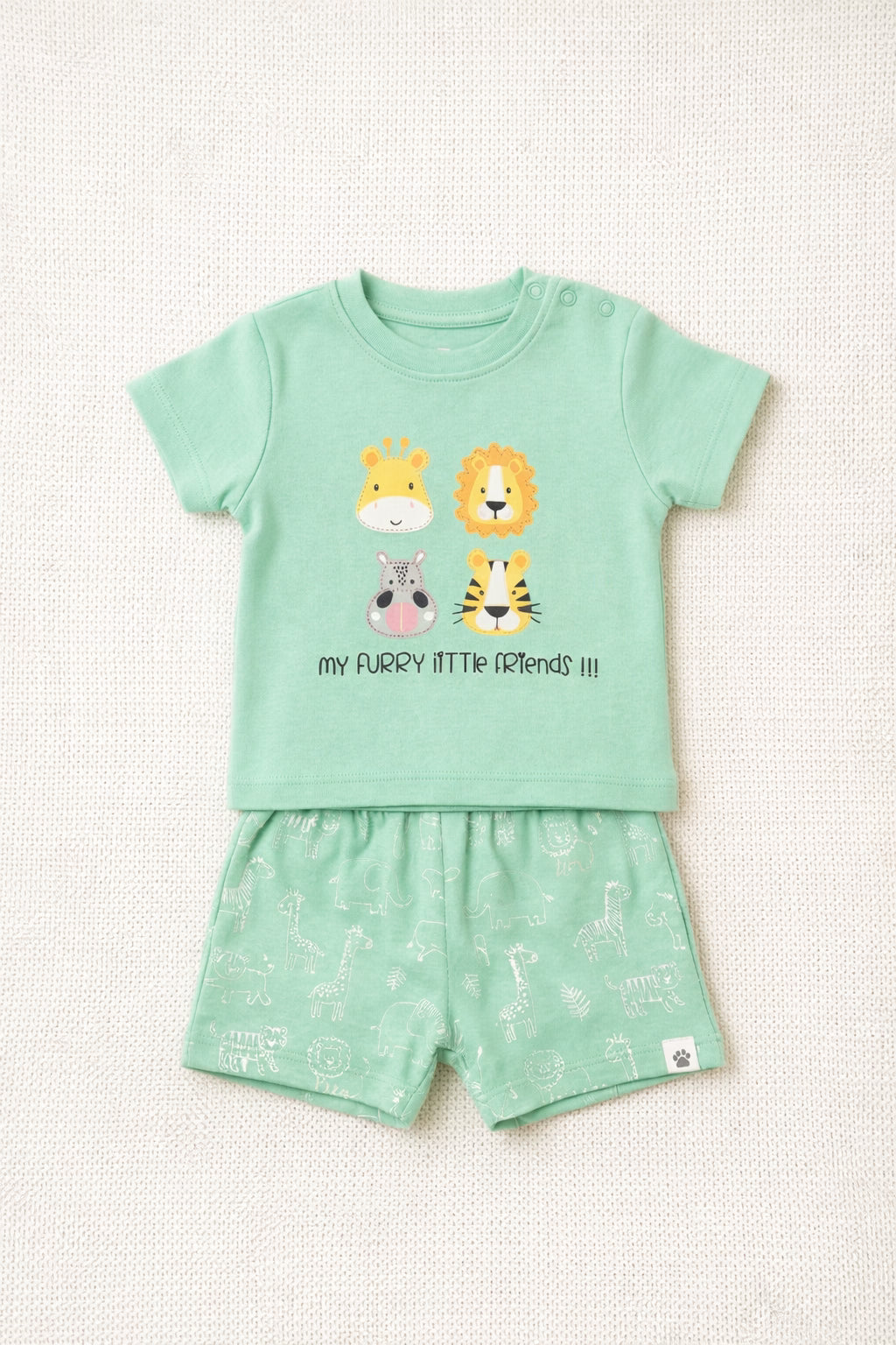 Animal Safari T-Shirt & Shorts Duo (Mint Green)
