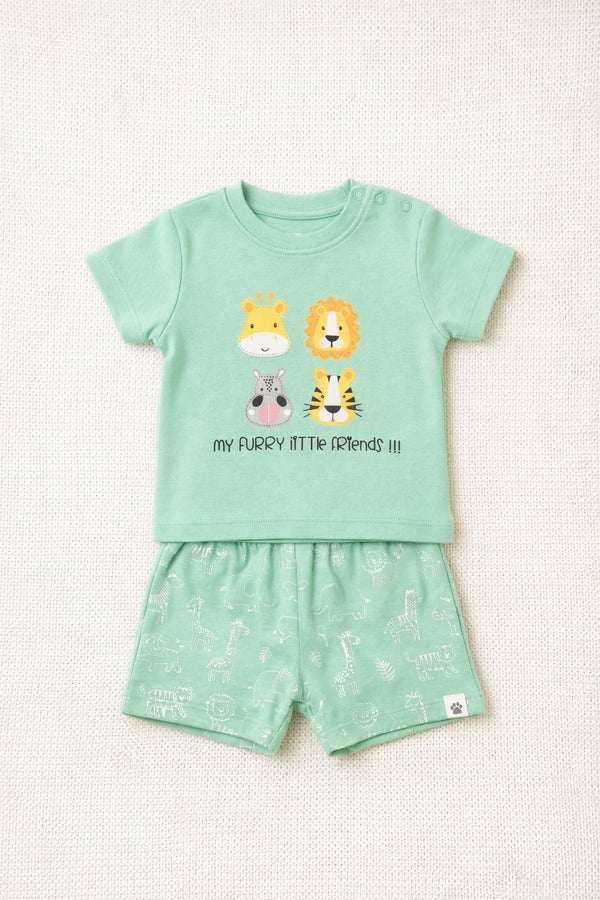 Animal Safari T-Shirt & Shorts Duo (Mint Green)