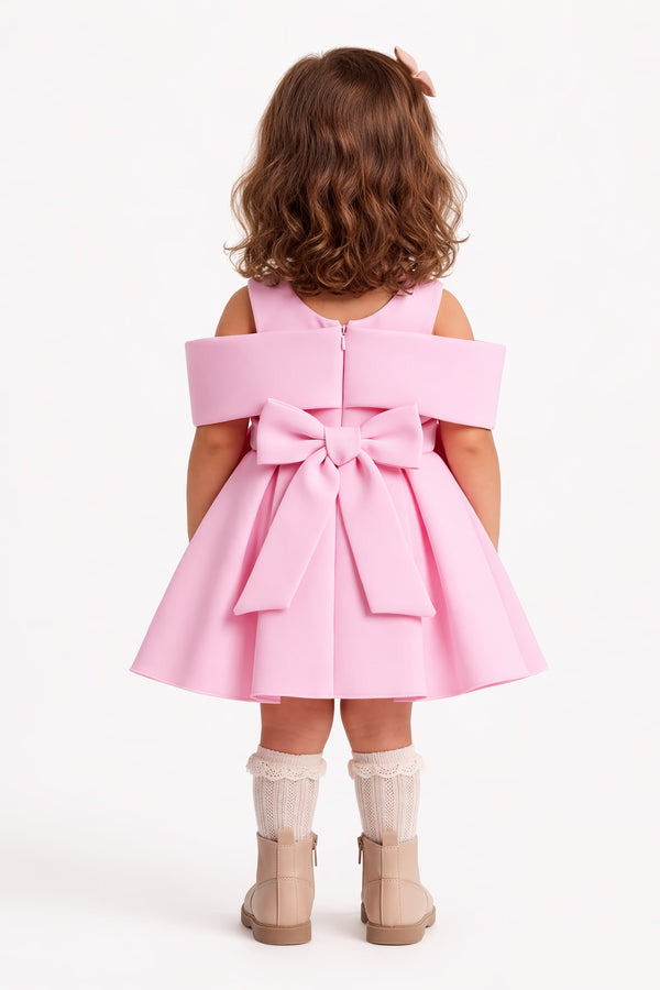 3D Rose Structured Party Dress (Pink)