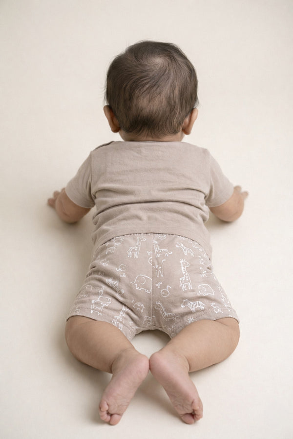 Animal Safari T-Shirt & Shorts Duo (Light brown)