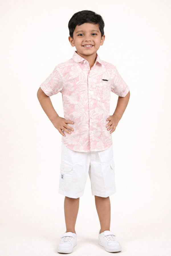 Pink Tropical Shirt & Short Set