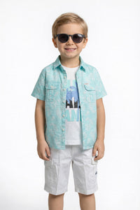 Palm Breeze 3-Piece Graphic & Cargo Set