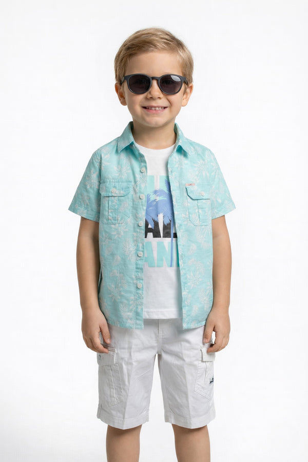 Palm Breeze 3-Piece Graphic & Cargo Set