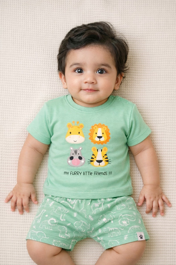 Animal Safari T-Shirt & Shorts Duo (Mint Green)