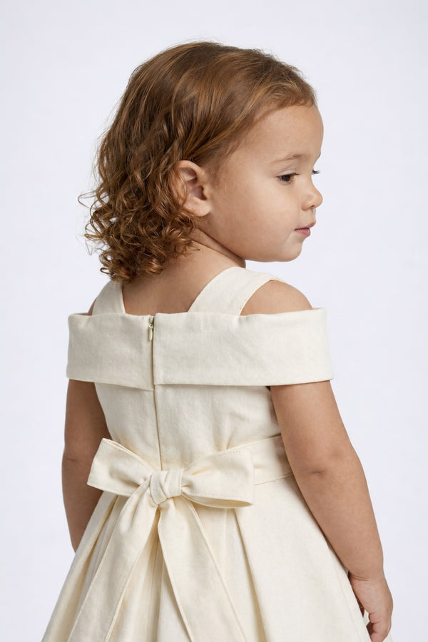 3D Rose Structured Party Dress (Offwhite)