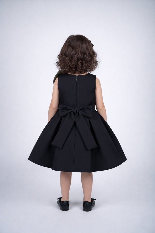 Black 3D Petal Flare Dress
