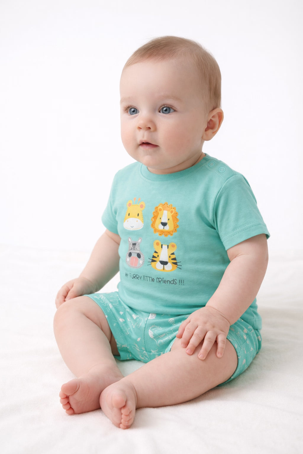 Animal Safari T-Shirt & Shorts Duo (Teal)