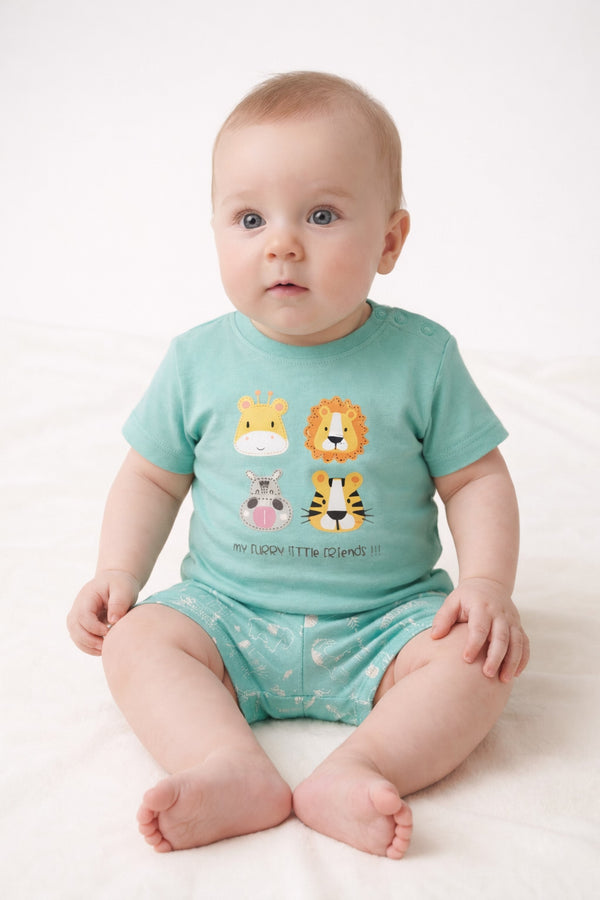 Animal Safari T-Shirt & Shorts Duo (Teal)