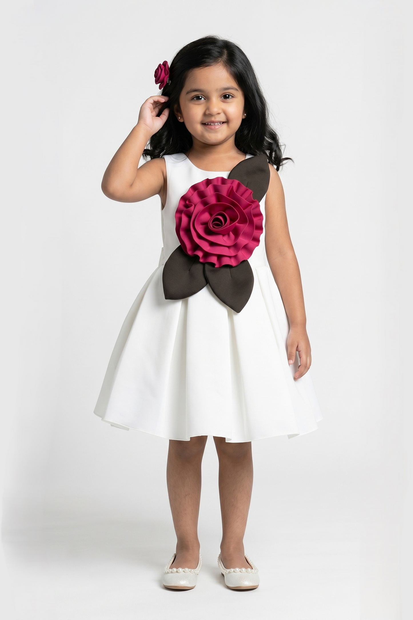 Ivory 3D Petal Flare Dress