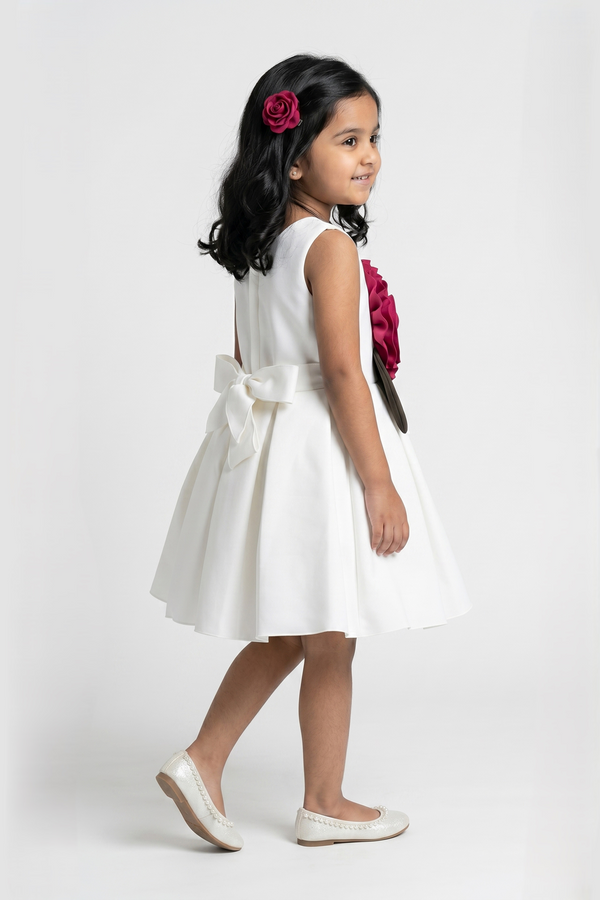 Ivory 3D Petal Flare Dress