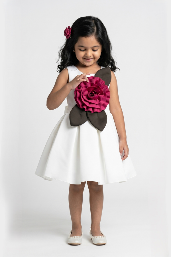 Ivory 3D Petal Flare Dress
