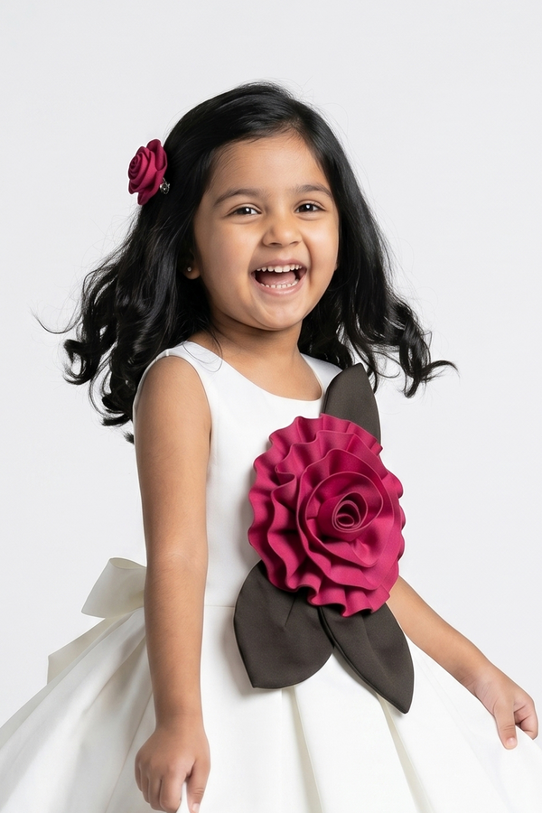 Ivory 3D Petal Flare Dress