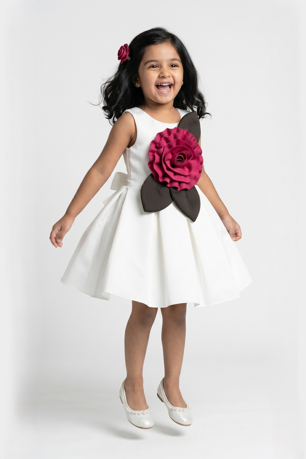 Ivory 3D Petal Flare Dress