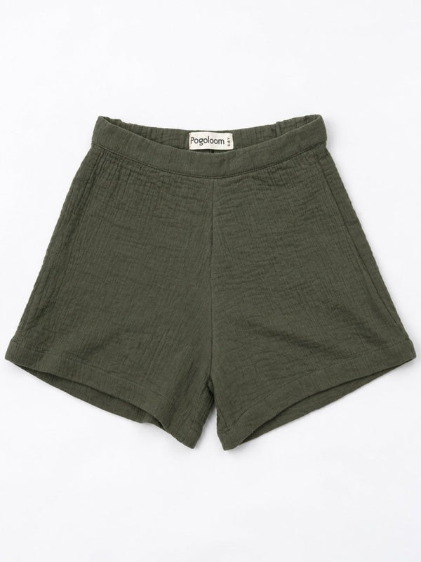 Girls Green Embroidered Cotton Muslin Top & Shorts set - Pogoloom